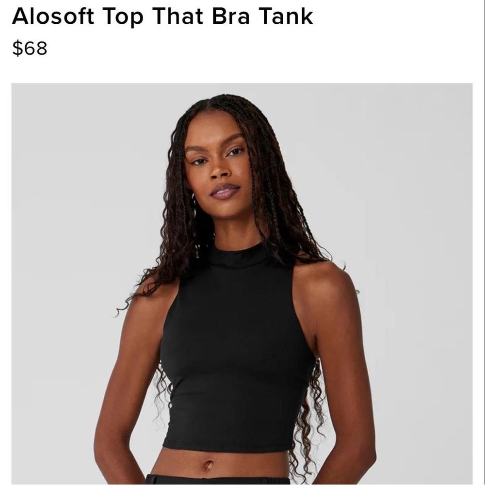 Alo Yoga Soft Top That Bra Tank High Neck Crop Infinity Black Sleeveless - Small